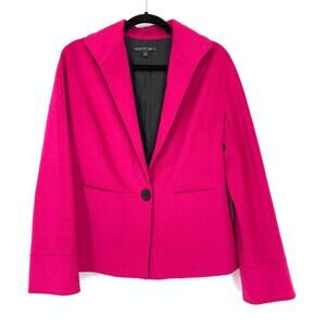 Lafayette 148 NY Womens Size 4 One Button Wool Angora Blend Blazer Hot Pink